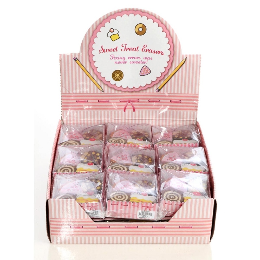 NEW Bulk Pack of 18 Sweet Treats Eraser Sets Party Favor Stocking Stuffer Art